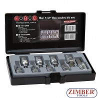 К-т шестограми на вложка 1/2" 4,5,6,7,8,10,12,14,17mm - 9части (4101) - FORCE
