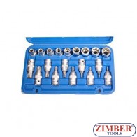 К-т Е-вложки и Т-накрайник на вложка 1/2", 19 части - BGS, ZB-5100 ZIMBER - TOOLS.