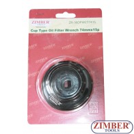 Чашка за маслен филтър, 74 mm x 15p -Audi, Chrysler, GM, Rover - ZR-36OFWCT7415 - ZIMBER TOOLS.