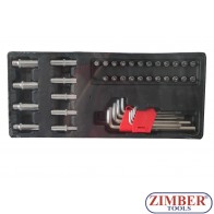 К-т Г-образни шестограми, вложки и накрайници на 1/4" 41ч.за количка, ZT-00841 - SMANN TOOLS.