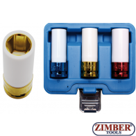 Комплект вложки за лети джанти 1/2" 17 mm, 19 mm, 21 mm | 3 бр, 7200 - BGS technic.