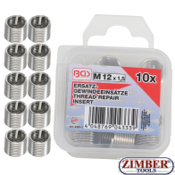 Втулки за възстановяване на резби M12 x 1.5 mm 10 бр. (9429-1) - BGS technic