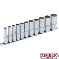 Комплект удължени вложки 12-стени инчове  (3/8") | 11 части. 6859 - BGS technic.