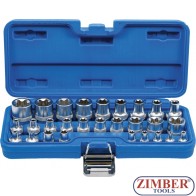 Комплект вложки Е звезди на (1/2"), (1/4") | E4 - E24 | 28 части - 70099- BGS technic.