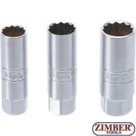 Комплект вложки за свещи 3/8" 14 mm. 16 -mm. 18 mm | 3 части. - 6858 - BGS technic.