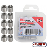 Втулки за възстановяване на резби M14 x 1.5 mm, 10 части, 9430-1- BGS technic.