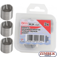 Втулки за възстановяване на резби M24 x 2.0 mm | 3-бр. 9438-1 - BGS technic.