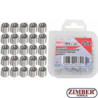 Втулки за възстановяване на резби | M9 x 1.25 mm | 25 бр. - 9435-1 - BGS- technic